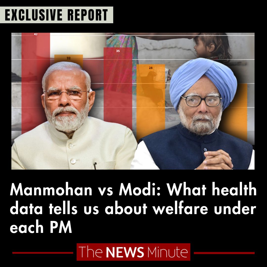 🚨 TNM Big Story! The Manmohan vs Modi years 📈 Modi govt mocks global research showing India has problems like malnutrition. But the govt’s own data says the Manmohan Singh govt did better in tackling many such issues. Story by @Jahnavi_R thenewsminute.com/news/manmohan-…