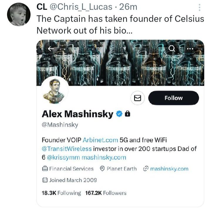 Alex Mashinsky removed the Celsius ponzi portion of his career from his resume. It is almost like he'd like people to forget that he, his wife and friends swindled billions of dollars from their customers as a feeder fund for the Tether fraud. Odd. 🦜