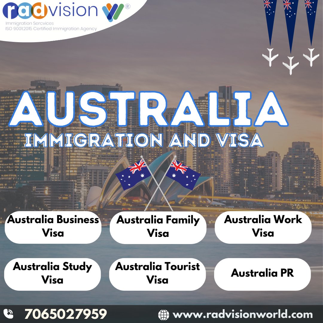 Dreaming of Australia? Whether it's for work, study, business, or leisure, Radvision World is your trusted partner in navigating the visa process smoothly and efficiently. #AustraliaVisa #AustraliaImmigration #RadvisionWorld #StudyVisa #WorkVisa #TouristVisa #PermanentResidency