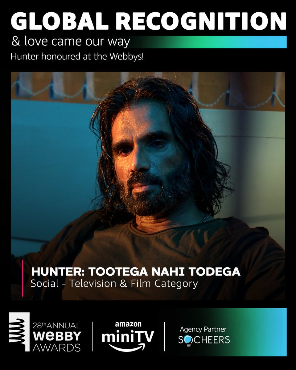 Thrilled, honored and humbled to see Hunter's campaign recognized at the 28th Webby Awards 2024! Huge congrats to the team for this incredible achievement. Grateful for the love and support from fans worldwide. Let's keep raising the bar! @amazonminiTV @RahulDevRising @Esha_Deol