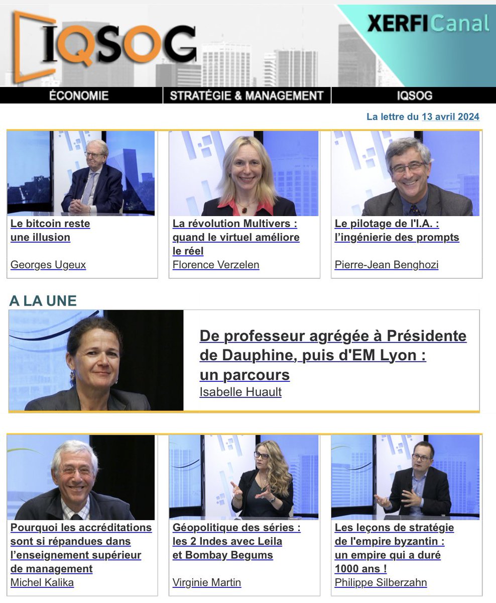 ✉️ [La lettre 🎥 #IQSOG | @XerfiCanal 📺, datée 13 avril 2024] 📨 À la Croisée des Savoirs 📨 At the Crossroads of Knowledge À l’affiche : 🔹 @GeorgesUgeux démystifie les illusions autour du Bitcoin 🔹 @FloVzln nous plonge dans la révolution du Multivers et son impact sur…