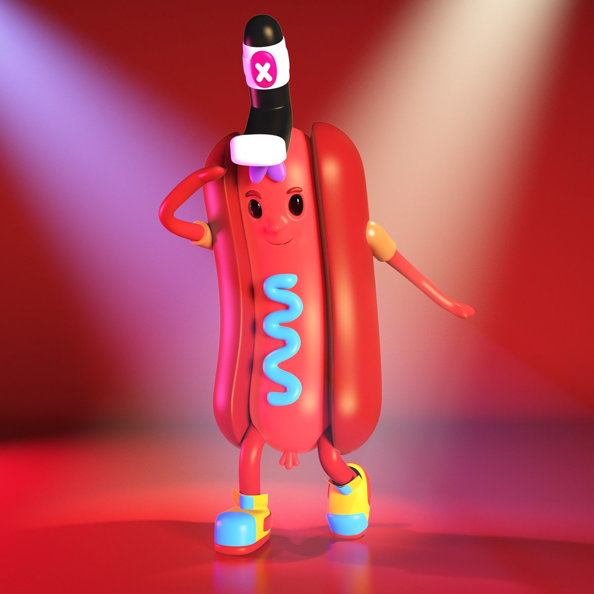 Munchies_Art's tweet photo. GM GM. Hotdog is fuming he isn’t winning the poll. As such he red with rage…. Still smiling though 😋 https://t.co/TGLOQby5JO