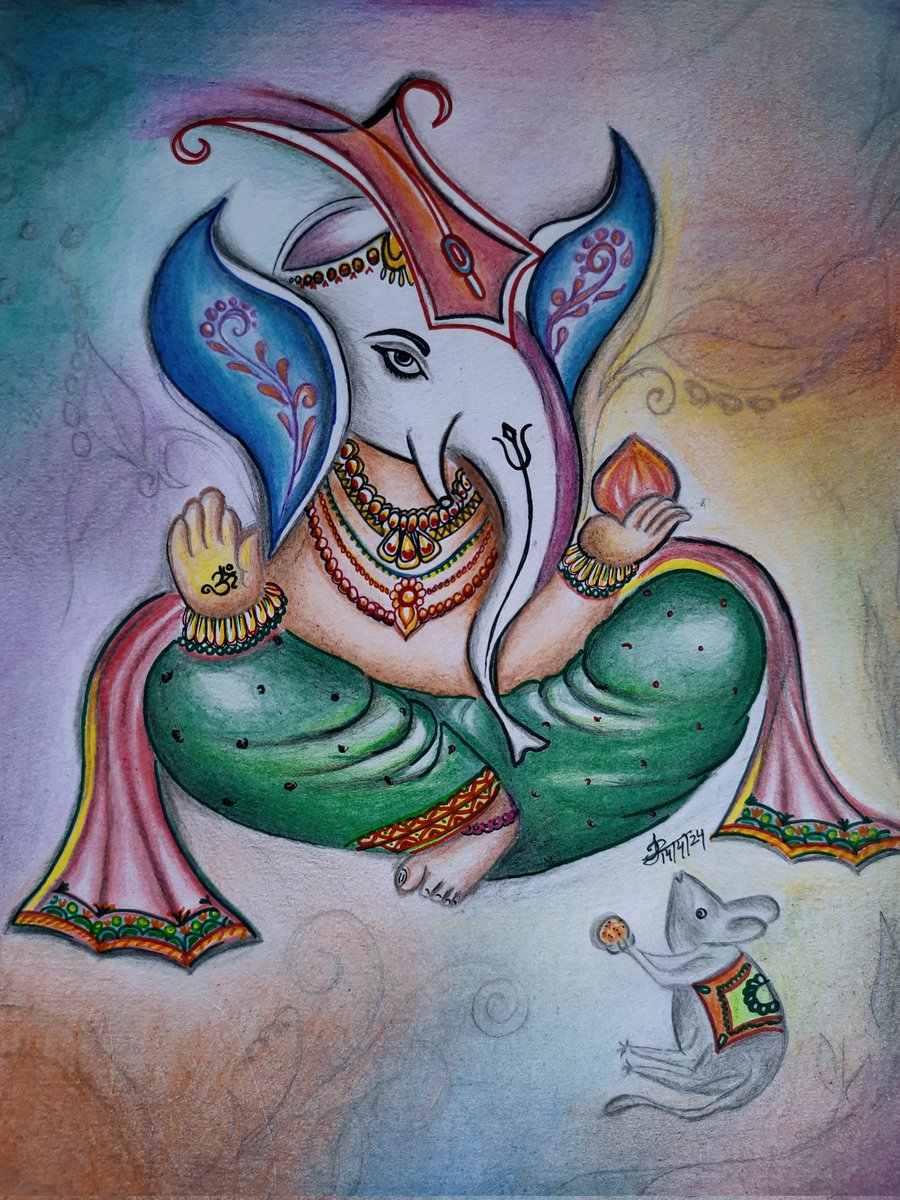 गणपति बाप्पा मोरया
#Lordganesha🐀 💐 

Art by ✍️🎨
  @aesthete_jp👩‍🎨 
  #mypassion