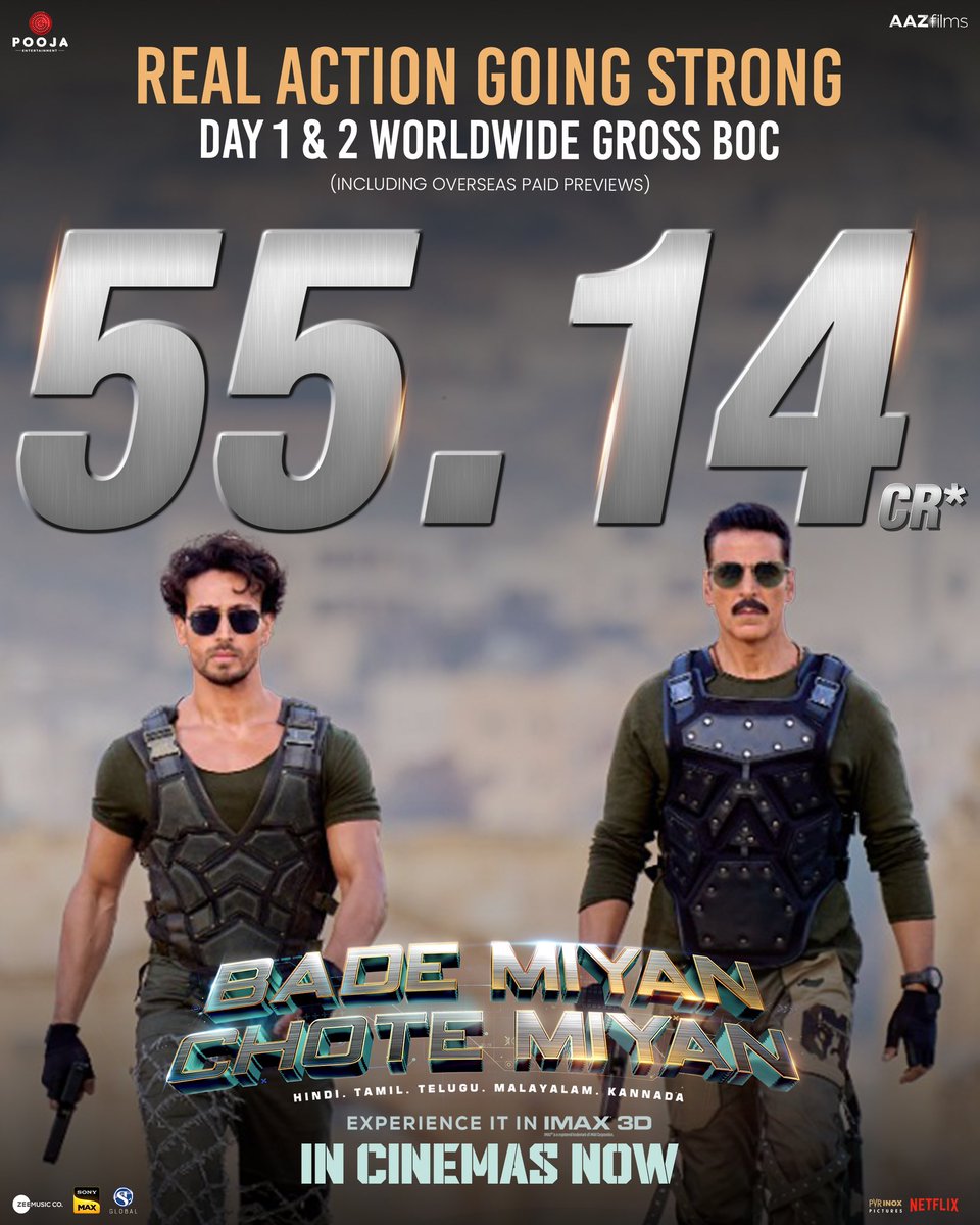 #BadeMiyanChoteMiyan winning over hearts & the box office 🔥 Book your tickets to experience it in 3D and IMAX IN CINEMAS now: linktr.ee/BadeMiyanChote… #BadeMiyanChoteMiyanInCinemasNow @akshaykumar @iTIGERSHROFF @PrithviOfficial @vashubhagnani @aliabbaszafar @honeybhagnani…