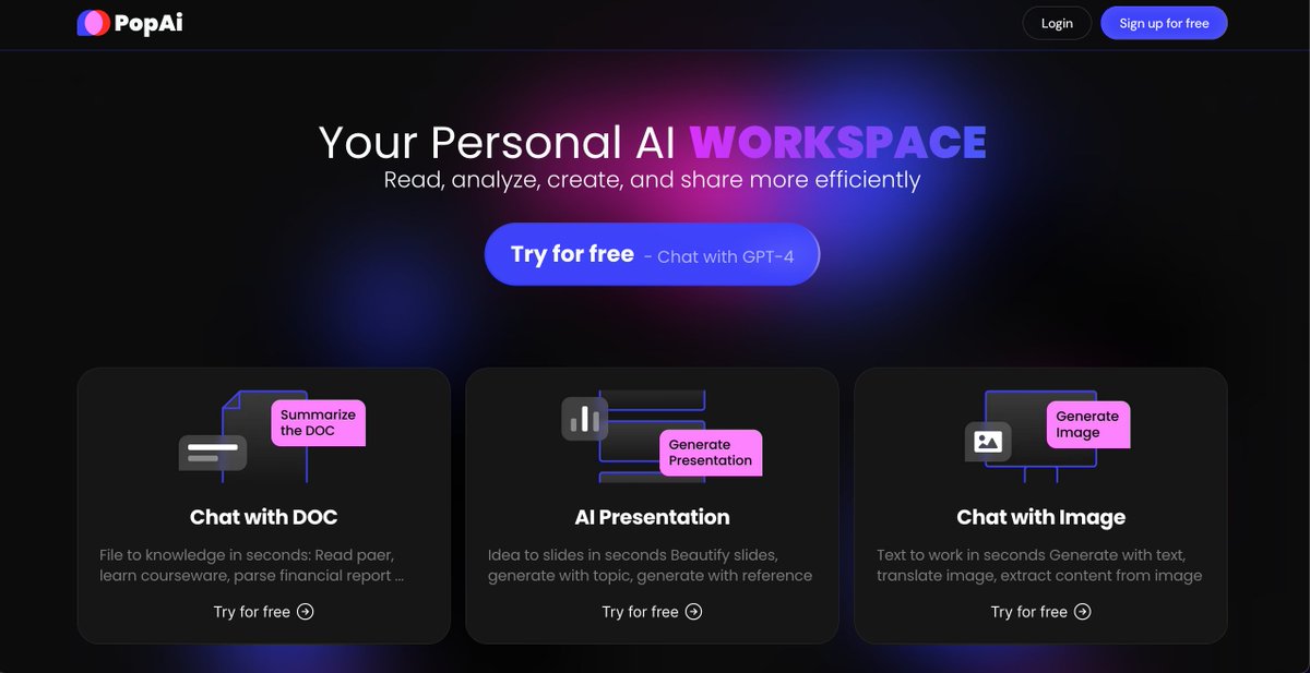 1. PopAI / @popaiinone 个人AI工作空间 体验第一款AI助手，拥有BOOST模式 🔗 popai.pro/home?utm_sourc…