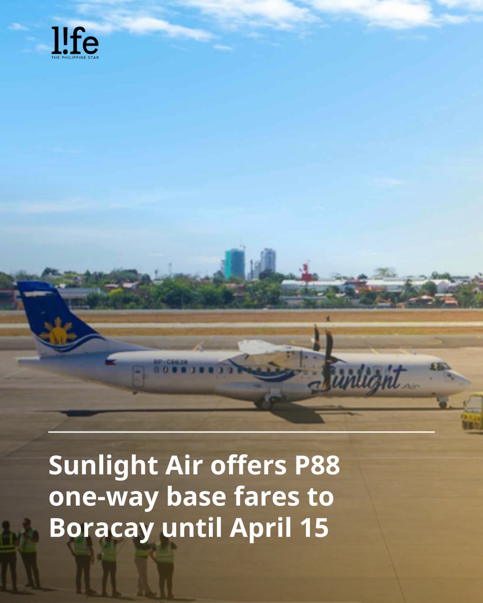 Good news, travel junkies! Sunlight Air is offering a P88 one-way base fare from Clark or Cebu to Boracay. FULL STORY: bitly.ws/3hVZS