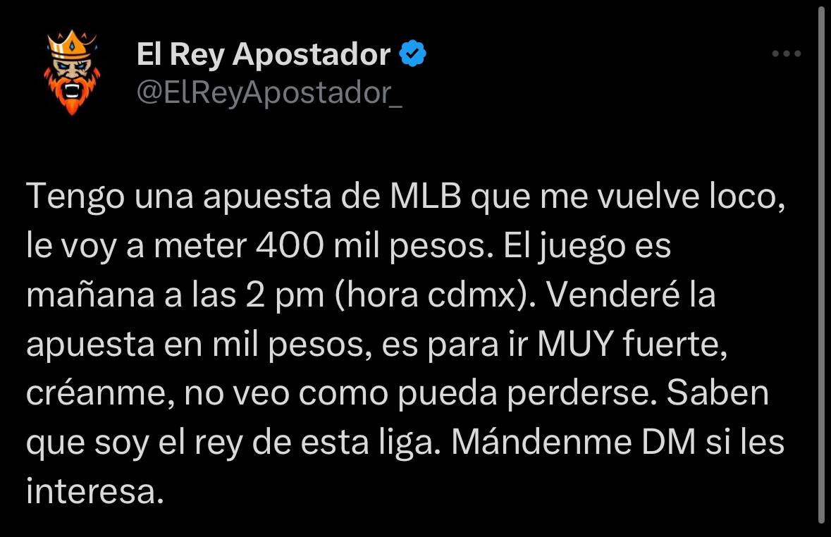 Jugada de 400k de Rey Apostador 

 ❤️ + Muchos RT y se las dejo GRATIS por mi canal gratuito ⬇️

t.me/+mWGNUBo4cu5lN…