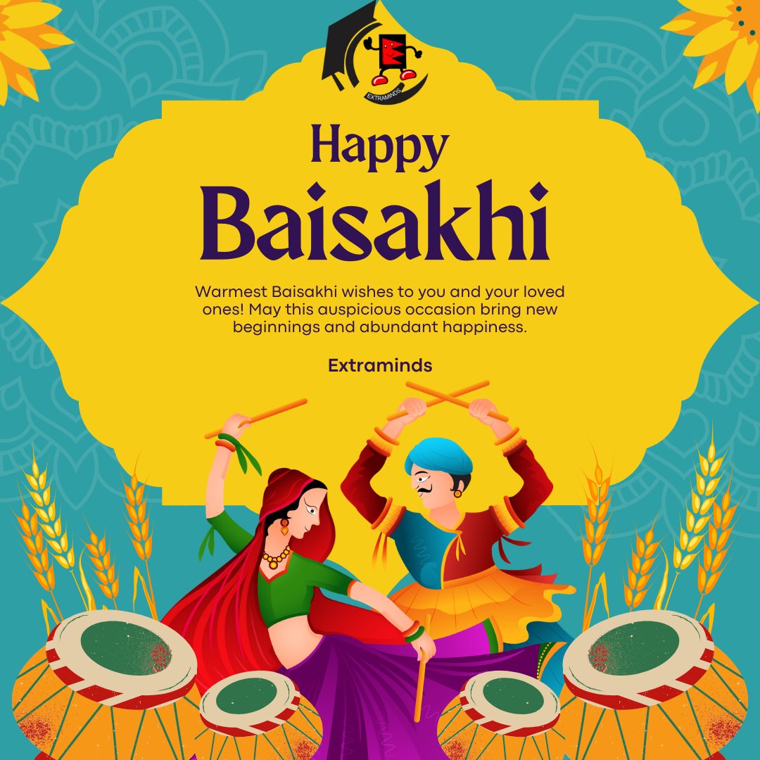 Extraminds's tweet photo. Warmest Baisakhi wishes to you and your loved ones! May this auspicious occasion bring new beginnings and abundant happiness.
#Baisakhi #HarvestFestival #celebrations https://t.co/bwuHx4xxlG