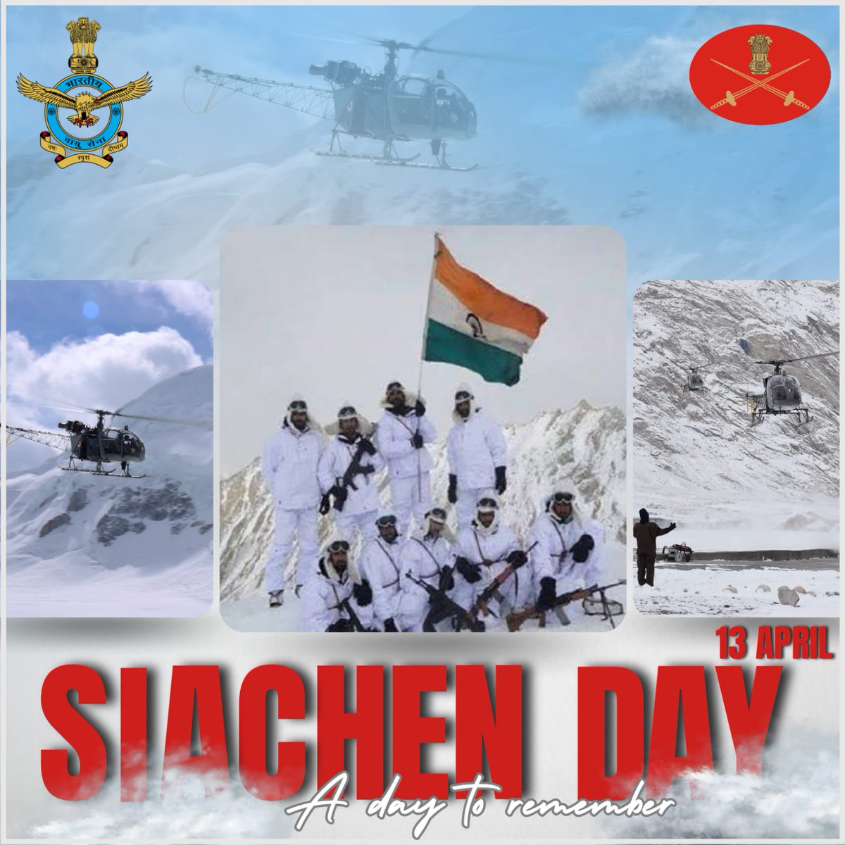 Saluting the indomitable spirit and bravery of our brethren on this #SiachenDay. The CAS, Air Chief Marshal VR Chaudhari and all #IAF personnel pay our sincere homage to the innumerable sacrifices made over the years in defending our nation's highest battleground. Jai Hind!