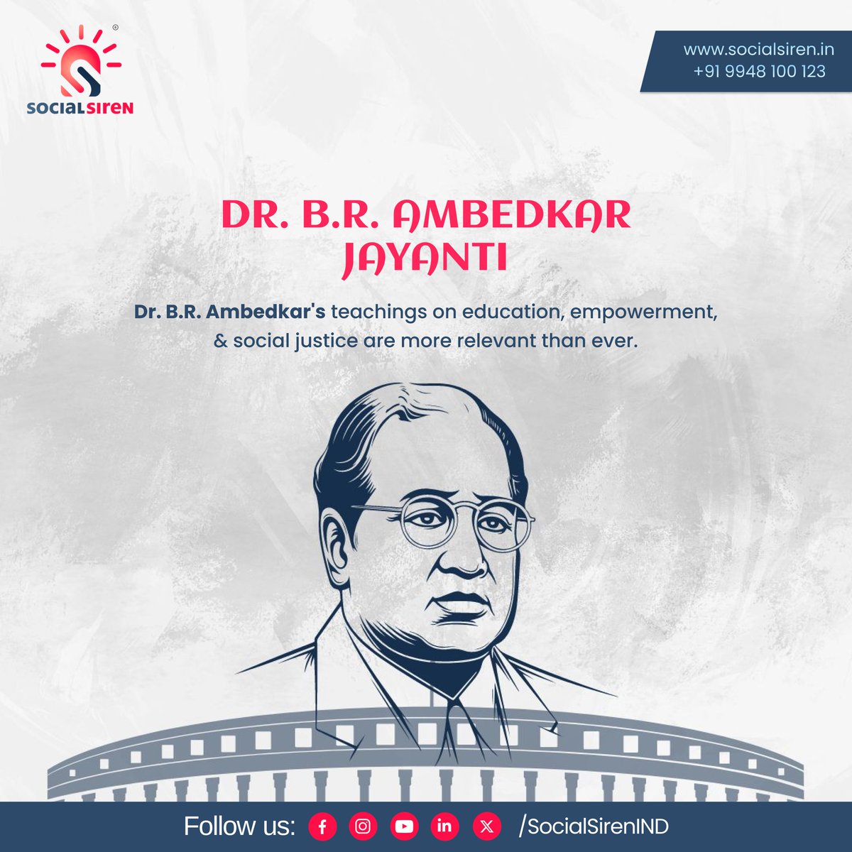 SocialSirenIND's tweet photo. Ambedkar's creed: Education, empowerment, justice—unchanging significance. #Ambedkar #jaybhim #EducationForAll #Empowerment #SocialJustice  #AmbedkarJayanti 

#SocialSiren #DigitalMarketing #Branding #Advertising #OnlineMarketing #SEO #SMO #SMM #WebsiteDesigning https://t.co/IW59zlJ479
