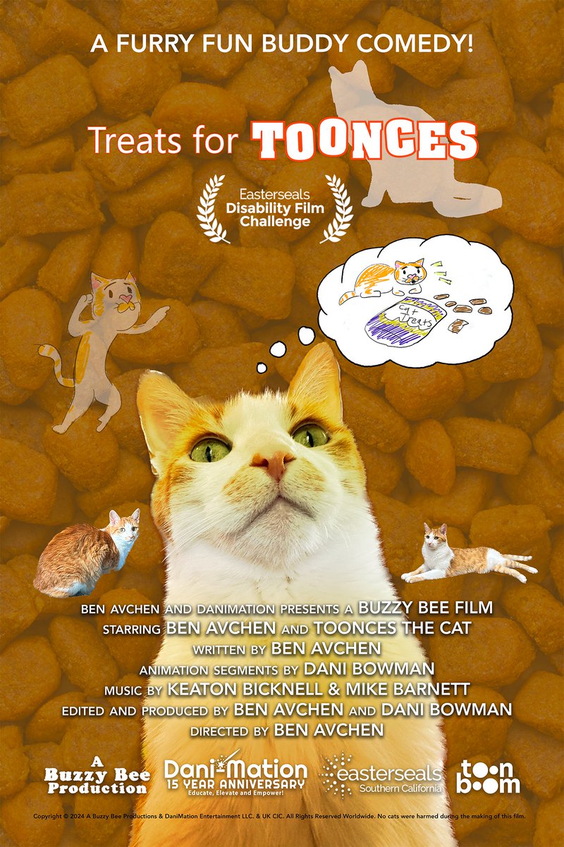 A brand new short film I made is coming out tomorrow! Treats for Toonces. I'll be sharing the film then. In collaboration w/ @DaniMationEnt & 
@keatonbicknell for the Easterseals Disability Film Challenge #EDFC2024 #EDFC #BuddyComedy #Easterseals #InspireChange
@DisabilityChall