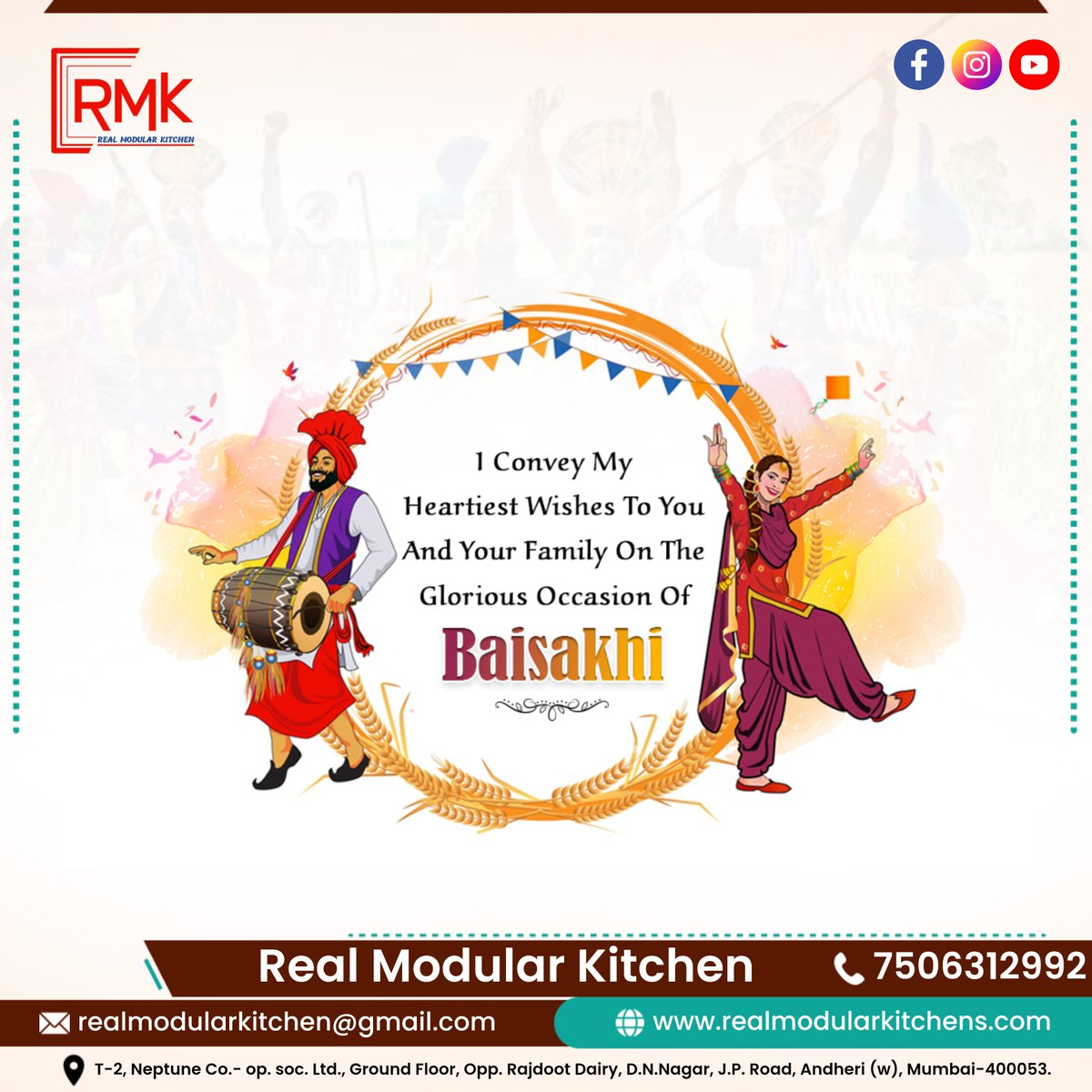RealModular's tweet image. &quot;Happy Baisakhi to all our wonderful friends and patrons from Real Modular Kitchen Andheri! 🌾✨ May this vibrant festival of harvest fill your lives with joy, prosperity, and endless blessings.  #Baisakhi #Celebrations #RealModularKitchenAndheri&quot;