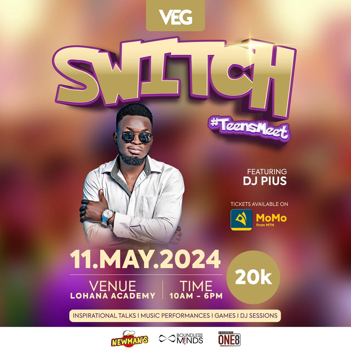 He Turns Every Space Into A 🔥 Party, His Mixes Can't Leave Any Person Seated, 'Energy' Is Probably His Middle Name, He Is @DJPIUS7 #Switch2024 Will Be Energized 11th May 2024 | Lohana Academy Kololo | 20K Tickets Via @mtnmomoug #TeensMeet