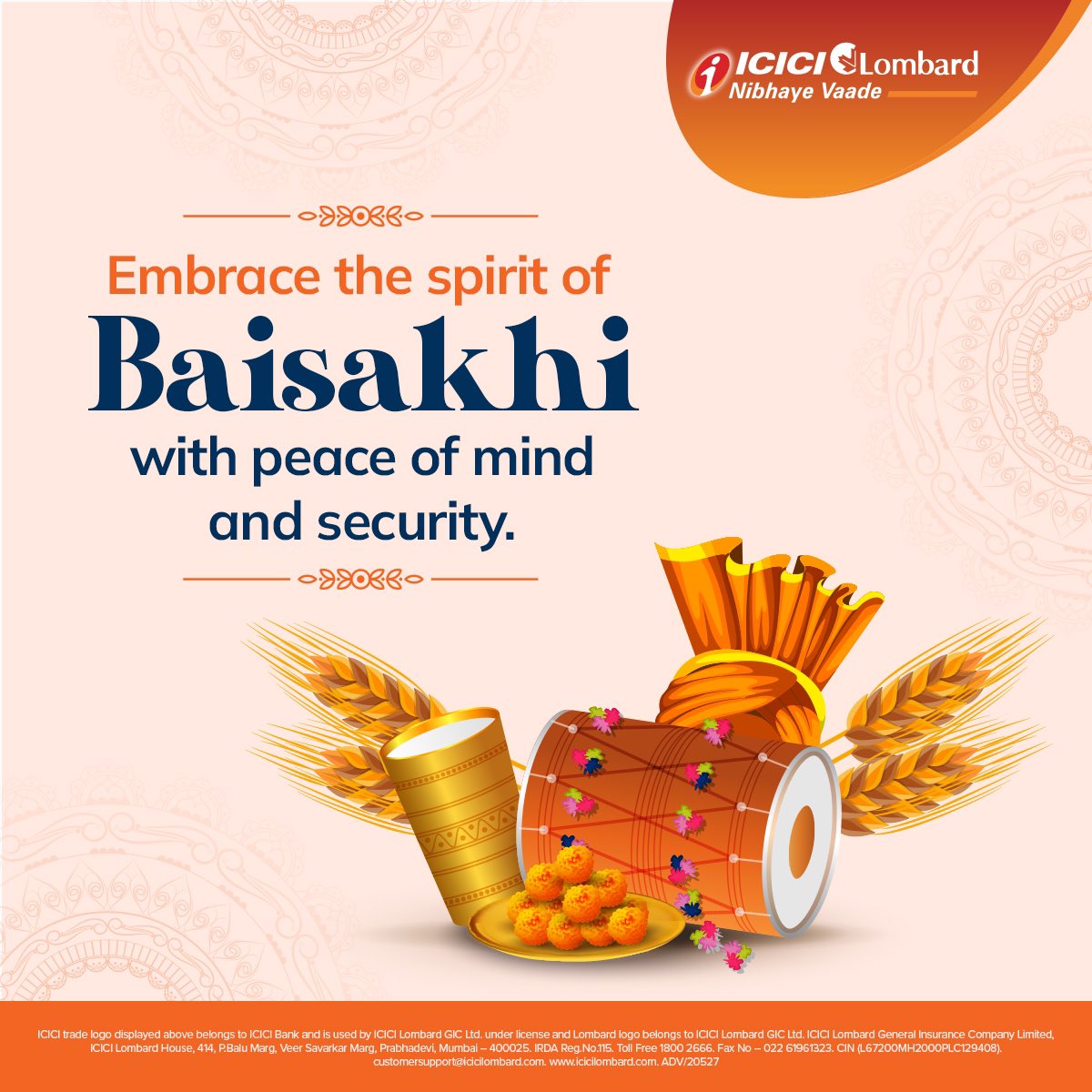 May the blessings of Baisakhi bring prosperity and happiness to your doorstep. ICICI Lombard wishes you and your family a very #HappyBaisakhi #NibhayeVaade #ICICILombard