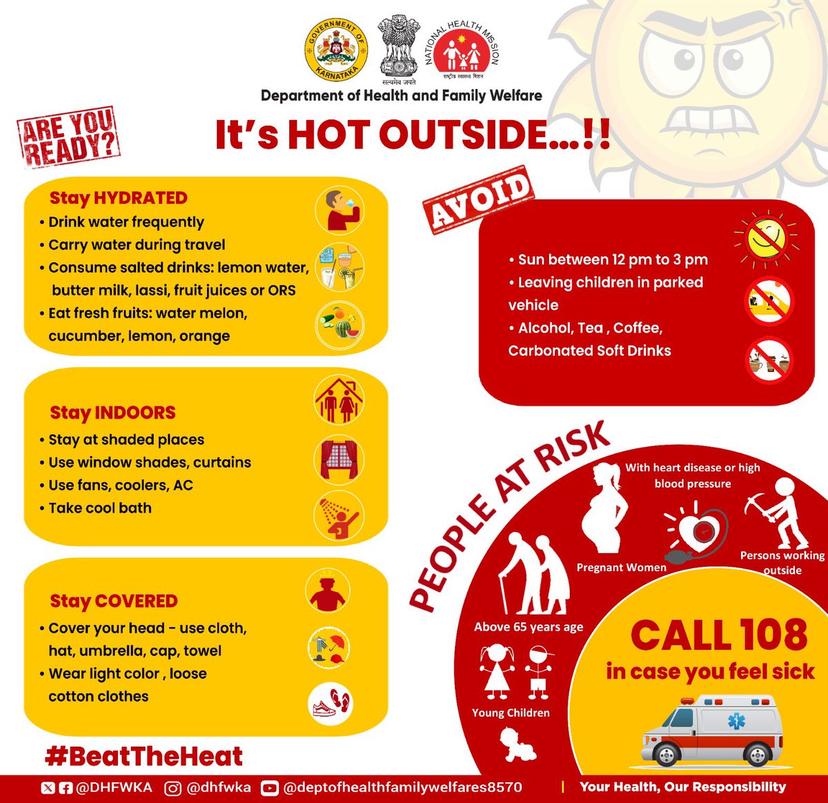 ಶಾಖಾಘಾತ (#Heatwave)ನಿಂದ ರಕ್ಷಿಸಿಕೊಳ್ಳಲು ಈ ಮುನ್ನೆಚ್ಚರಿಕೆ ಕ್ರಮಗಳನ್ನು ಅನುಸರಿಸಿ! These precautionary measures will help you stay protected from the #HeatWave! Do's & Don't to #BeatTheHeat #Summer #StayHydrated