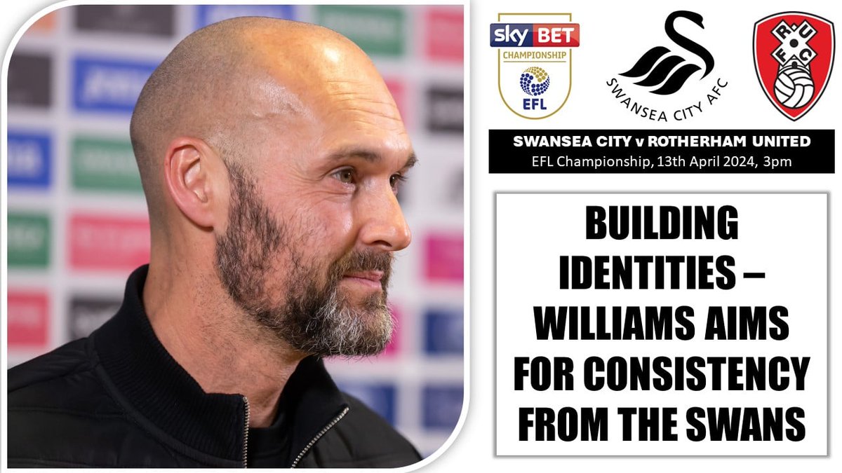 Luke Williams sends his side out to face Rotherham United at the dot com today looking for consistency from the team which is something he believes is essential as he looks for an identity for his team. #LukeWilliams #RotherhamUnited #SwanseaCity jackarmy.net/2024/04/13/wil…