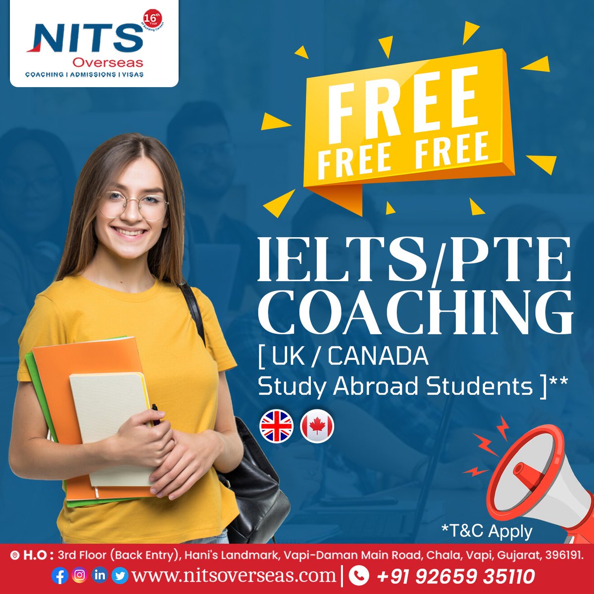 Dreaming of studying in the UK or Canada? Let us help you get there with free IELTS/PTE coaching!📚🎓

📞: +91 9265935110

#nitsoverseas #studyabroad #education #ielts #studyincanada #study #canada #studyinuk #university #studentvisa #studyoverseas #studyinaustralia