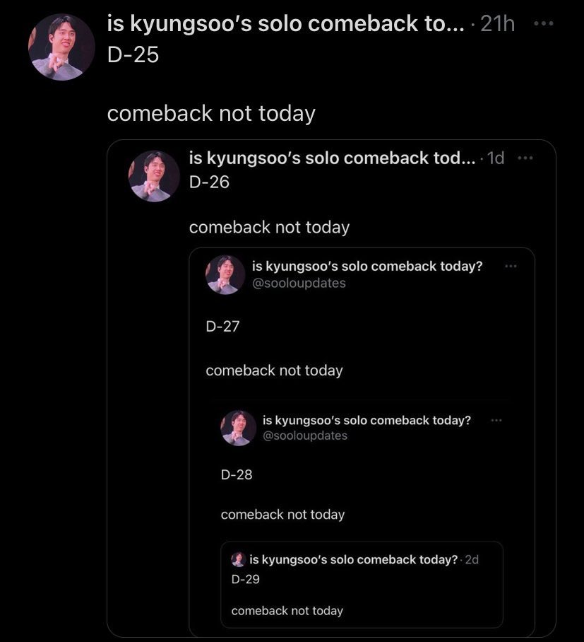 sooloupdates's tweet photo. D-24

comeback not today https://t.co/86vOK7FgAm