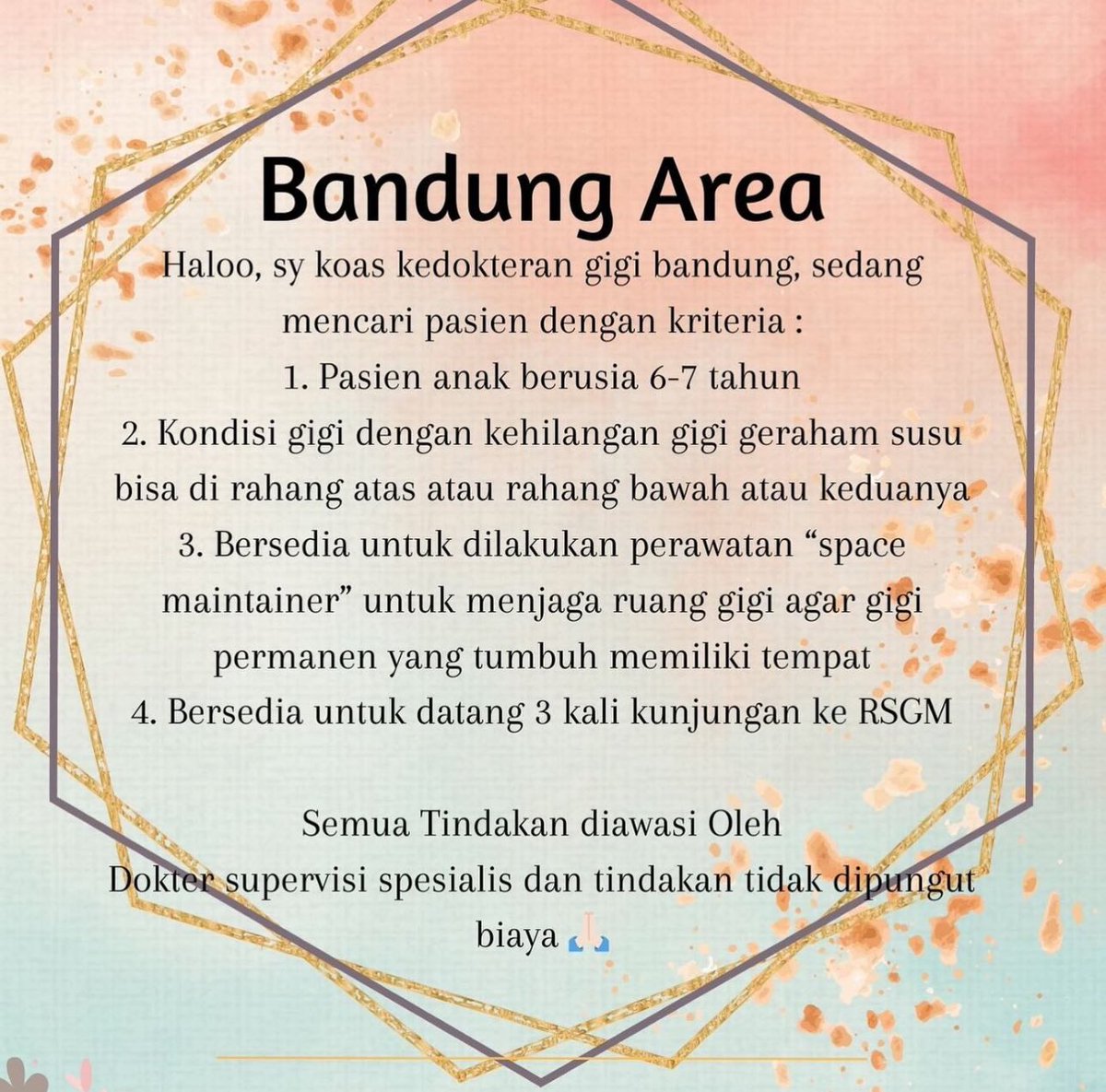Muffincakee8_'s tweet photo. Yukkk marii, yg mw konsultasi dulu boleh bgt yaa 🫶🏻
#koasgigibandung #bandung #pasiengigianak #pasienanak #koasgigi #butuhpasienanak https://t.co/5bii1lxop9