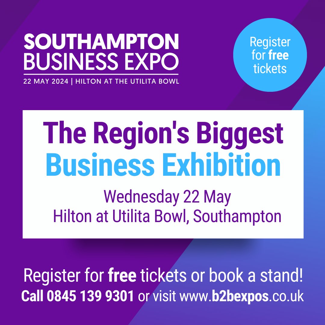 Come and network with local business owners, directors, decision makers and entrepreneurs at the Southampton Business Expo on 22nd May b2bexpos.co.uk/event/southamp…

#Southampton #Business #Networking #Hampshire #Hampshirenetworking #b2b #businesstobusiness #Southamptonnetworking