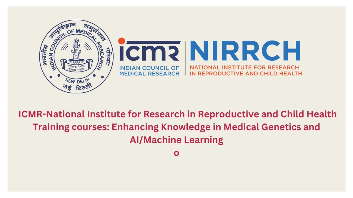 Update
#training #skills #informatics #AI #machinelearning #genetics #medicalgenetics #reproductivemedicine #reproductivehealth

nextedge.in/update/icmr-na…