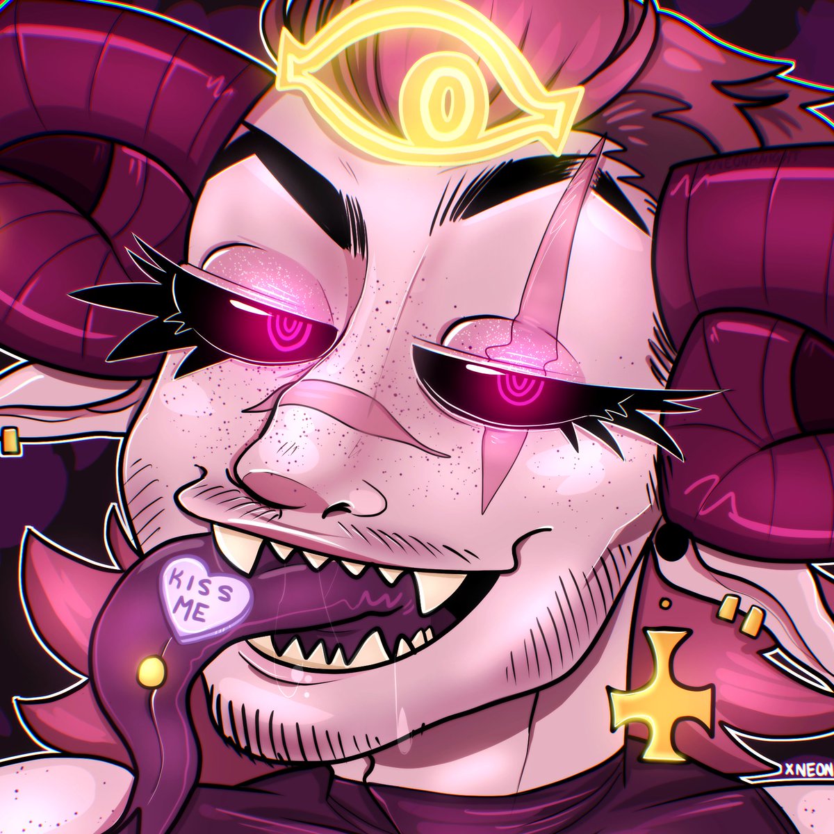 xNeonKnight's tweet photo. The fact that 2 of these are cropped 🌽 lmfao- some of my best expressions come from those, lmao 💀 Lucifer is not amused- #helluvaboss #hazbinhotel #facetrain #expressions #digitalart https://t.co/0Qm4hKCfOa