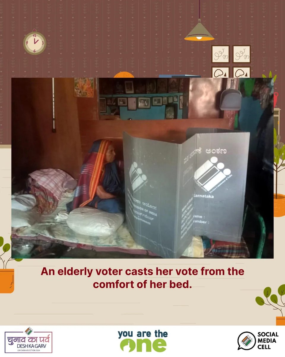 ECISVEEP's tweet photo. Polling officials seen in action as they enable voting for the elderly citizens from the comfort of their homes! 🏠 👵🏻👴🏻

#HomeVoting #ChunavKaParv #DeshKaGarv #Elections2024 #ECI #YouAreTheOne https://t.co/YRhlVlrvVR