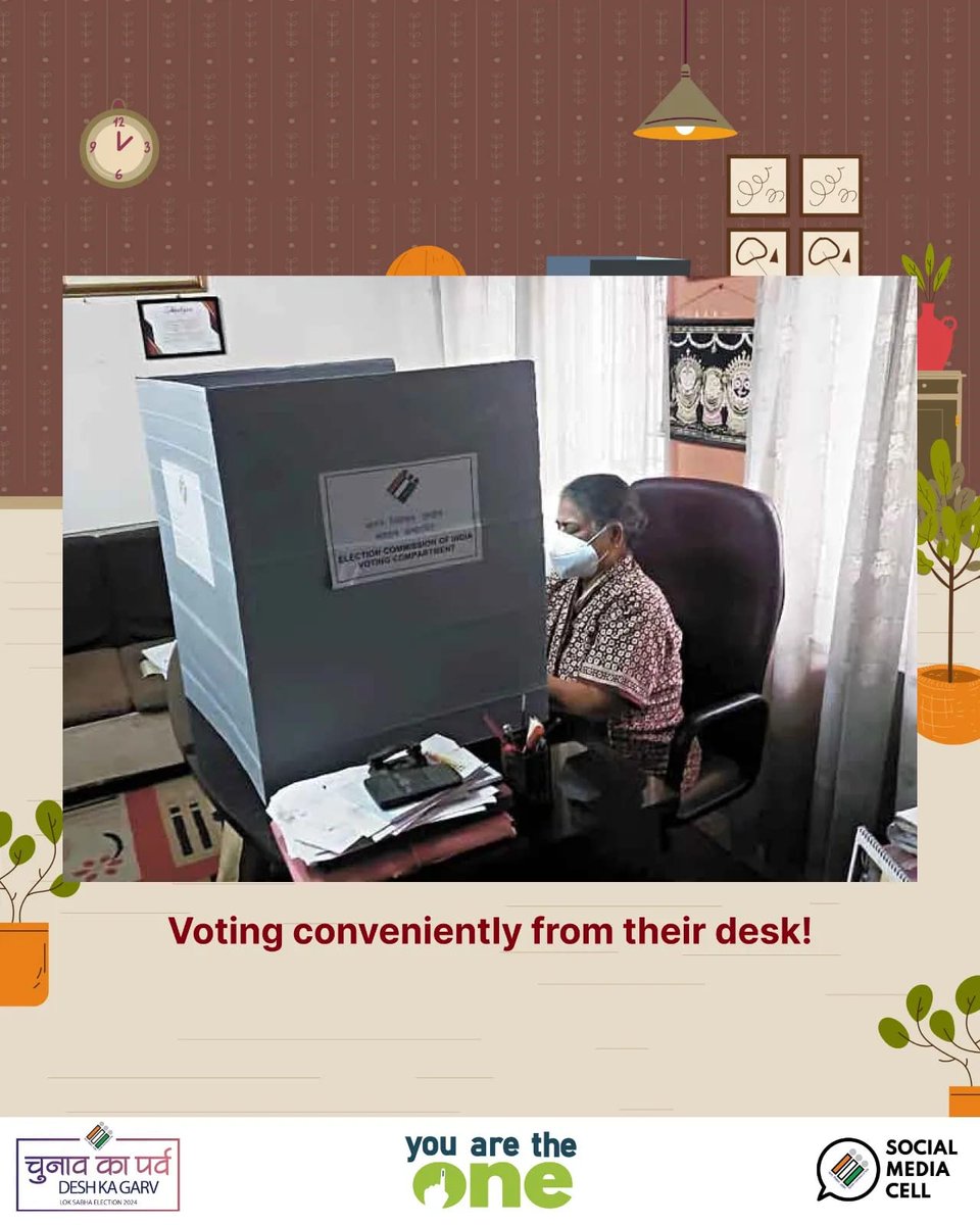 ECISVEEP's tweet photo. Polling officials seen in action as they enable voting for the elderly citizens from the comfort of their homes! 🏠 👵🏻👴🏻

#HomeVoting #ChunavKaParv #DeshKaGarv #Elections2024 #ECI #YouAreTheOne https://t.co/YRhlVlrvVR