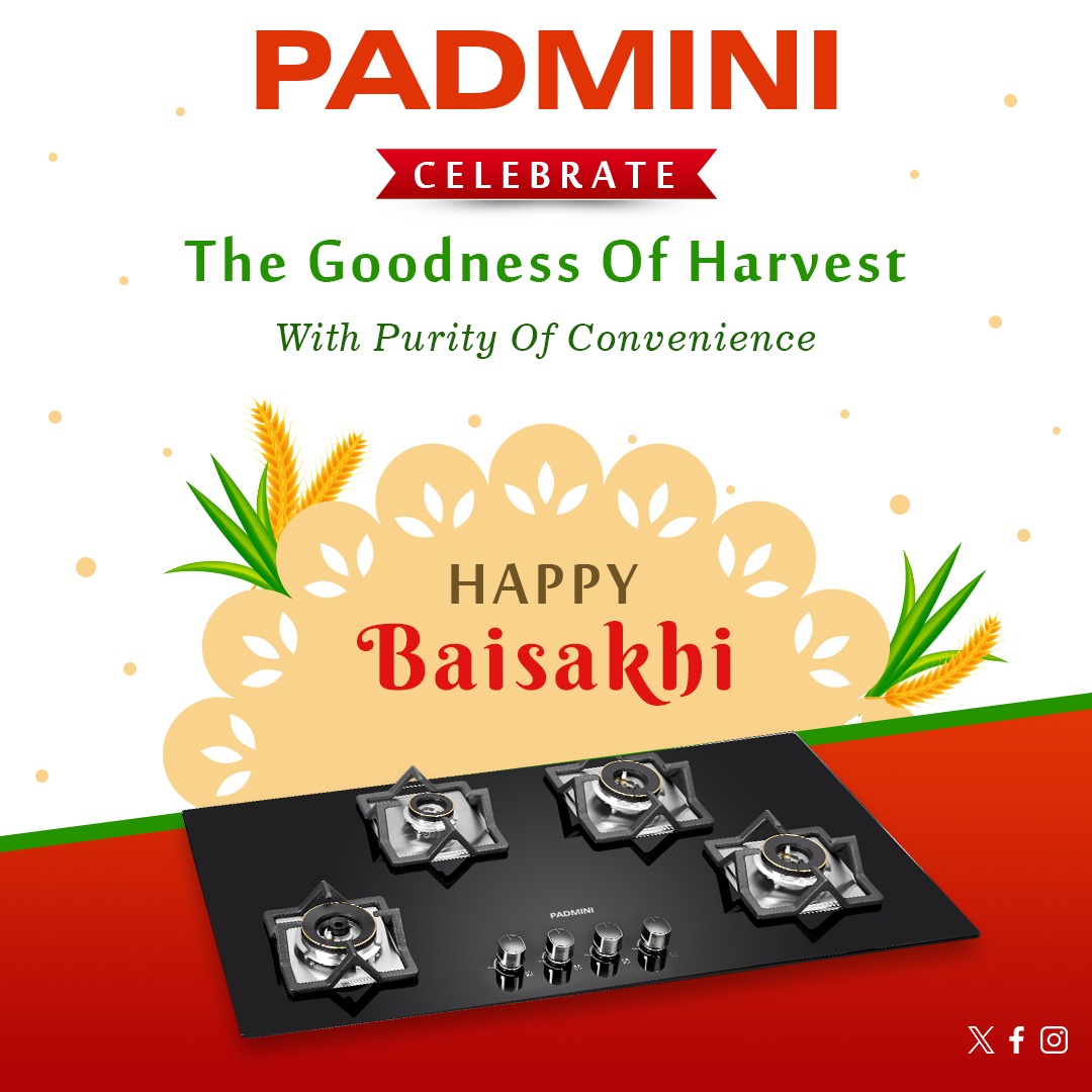 Happy Baisakhi! May this festive occasion bring you abundant joy, prosperity, and good health. Enjoy the vibrant celebrations and may your life be filled with blessings and positivity. 

#Baisakhi #Padmini #Appliances #IndiaCelebrate #ModernKitchen