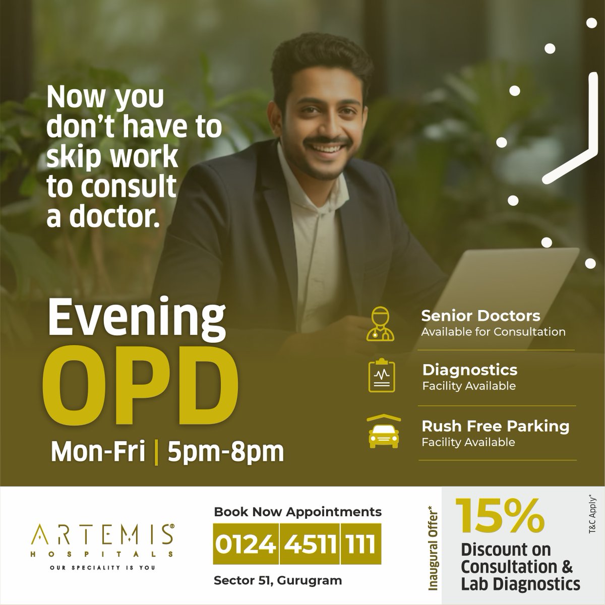 Looking for an evening doctor consultation in Gurugram? Artemis Hospitals is now offering evening OPD consultations with senior doctors from 5pm to 8pm, Monday to Friday. #Gurugram #EveningDoctorConsultation #hospitals #hospitalityexcellence #GurgaonNews #Gurugramnews