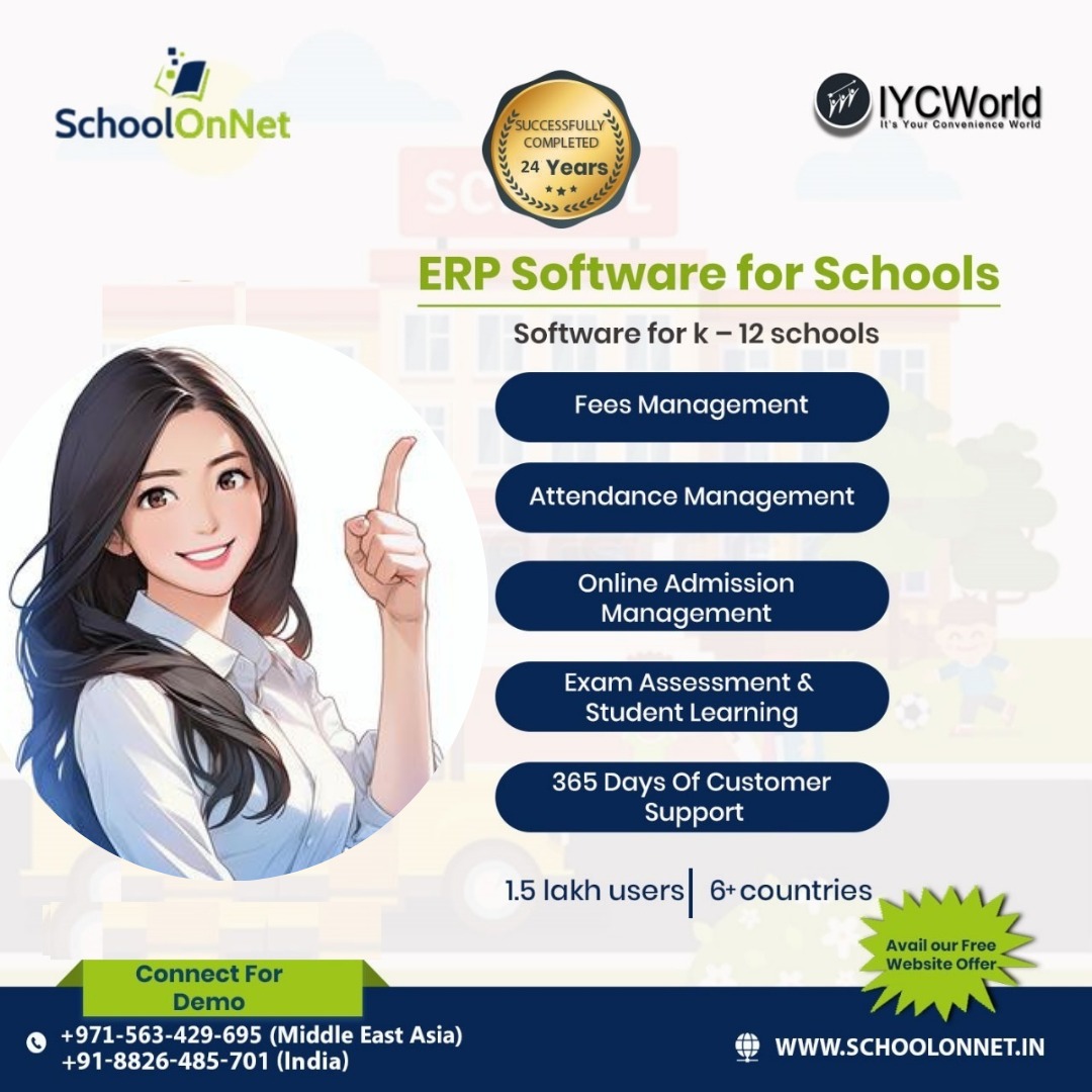 Why Choose SchoolOnNet, School ERP Software for K-12 Schools -
📷No Hardware Required
📷Customizable & Scalable
📷No Technical Skill Required
Visit to schoolonnet.in know more.
📷 Schedule your Demo now: +91-8826-485-701 (India) & +971-563-429-695 (UAE)
#erpsoftware