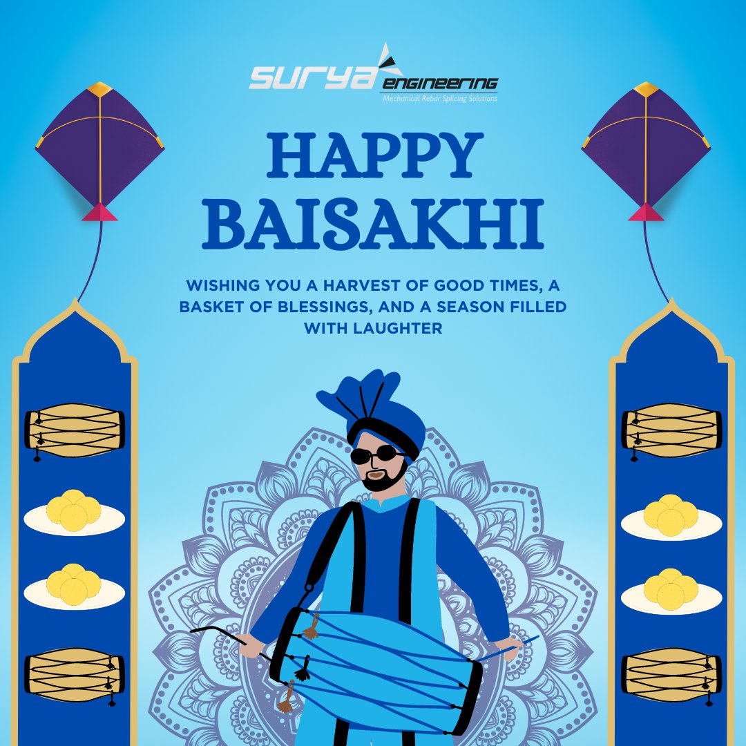 Happy Baisakhi from the Surya Engineering Family! 💐💐
.
#suryaengineering #Baisakhi #baisakhi2024 #wishes #rebarsplicing #construction #manufacturingcompany #newpost
