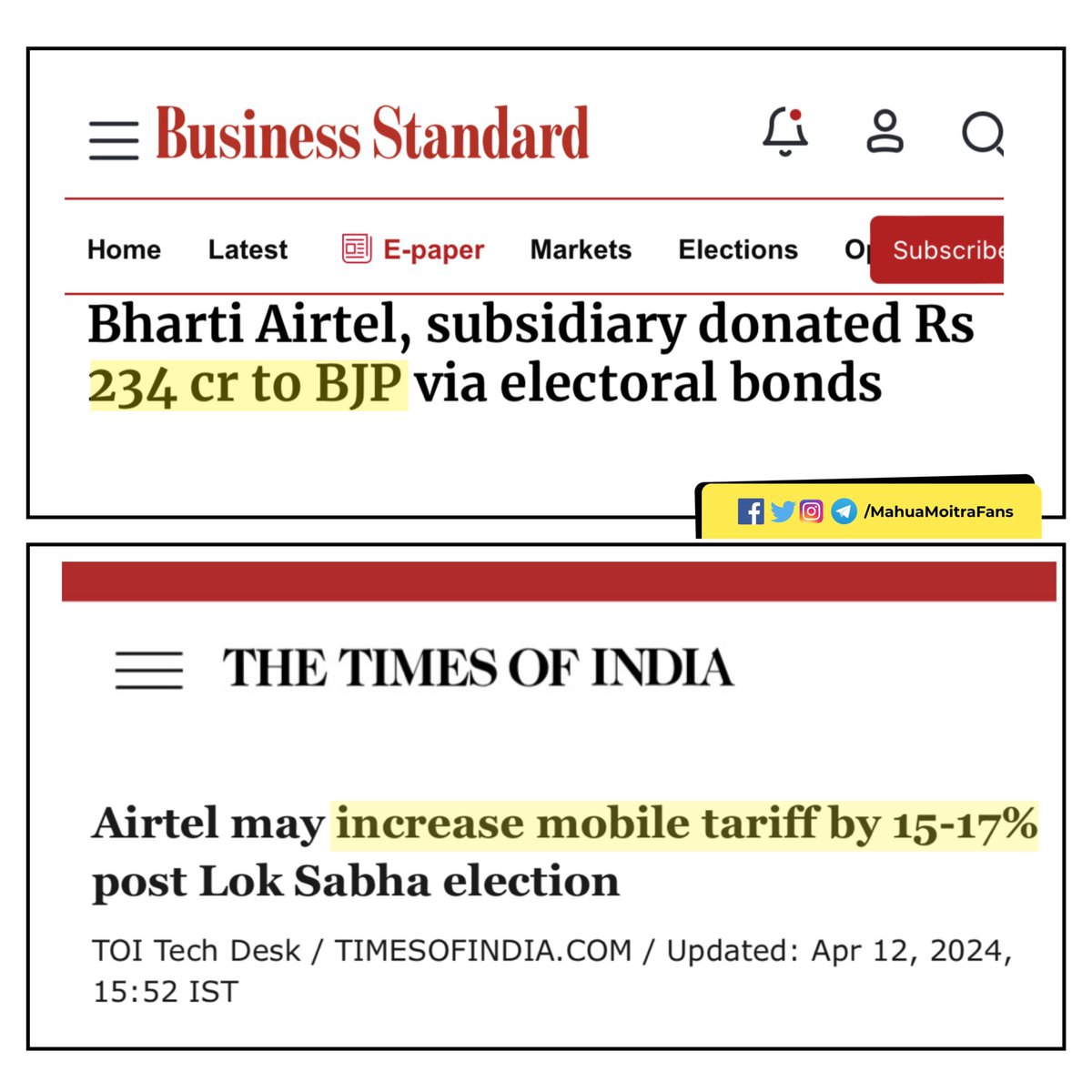 #Friends... @airtelindia @airtelnews #Airtel #airtelElectoralBondScam 
What can get more simpler than this! No Brainer!
#BREAKING_NEWS #ElectoralBondScam #ElectoralBondsScam #ElectoralBondsGhotala