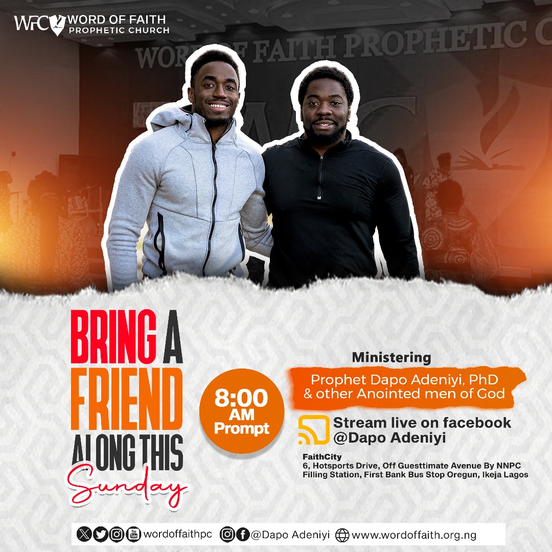 Let's share the blessings we receive @wordoffaithpc with our friends by inviting them to church to partake in it... 

See you in church!
.
.
#wordoffaithpc #faithcity #wfc  #helpisontheway #unusualtestimoies #april2024 #ProphetDapoAdeniyi #christainreels #thanksgivingservice