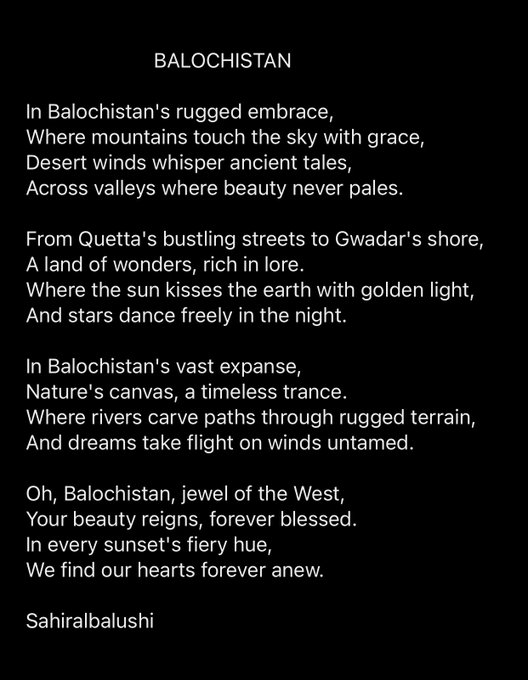 mmatalpur's tweet photo. #BalochistanTheLandWeLove 
A Beautiful Poem by Dear @sahirAlbalushi https://t.co/VQw5r8aTsc
