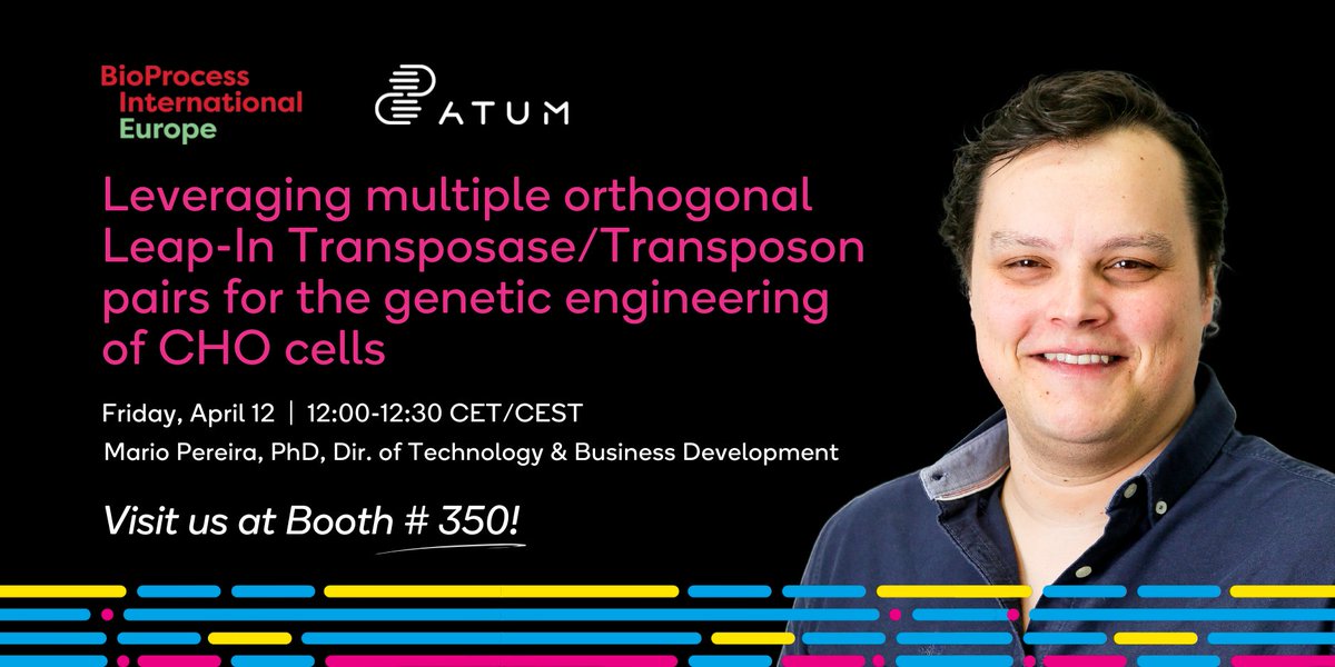 📣 TODAY at #BPIEurope: Don't miss Mario Pereira, PhD, Director of Technology Business & Development, presenting on 'Leveraging multiple orthogonal Leap-In Transposase/Transposon pairs for the genetic engineering of CHO cells' at 12 PM CET. 

#biologics #CellLineDevelopment