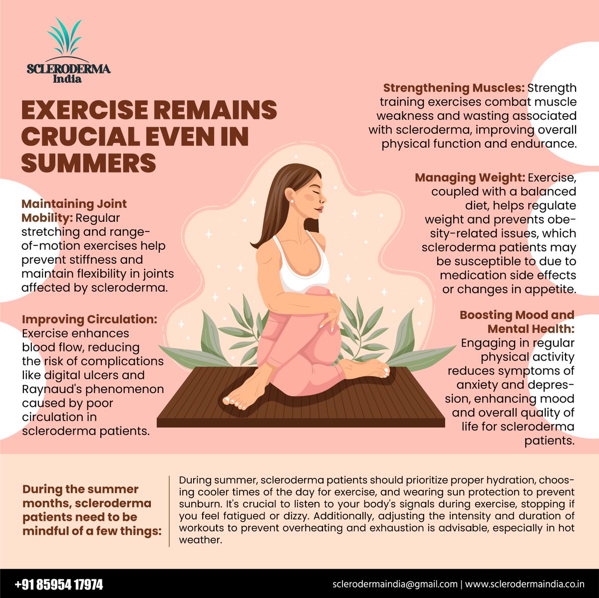 Exercise remains crucial even in summers! #SclerodermaIndia #Scleroderma #AutoImmuneDisease #ChronicIllness #Exercise #Summer