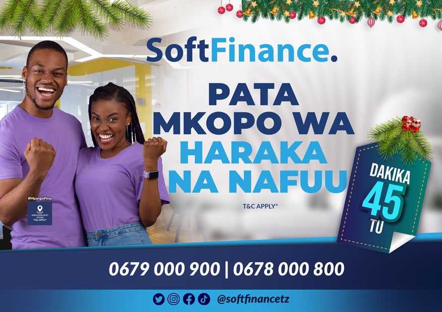 Haraka, rahisi, na hakika! Pata mkopo wa haraka sasa kupitia @softfinancetz. Changamoto zako zitatatuliwa ndani ya dakika 45 tu, kukusaidia kufikia malengo yako kwa kasi. Wasiliana nao leo na uwe sehemu ya #MpangoPesa | #SoftFinance