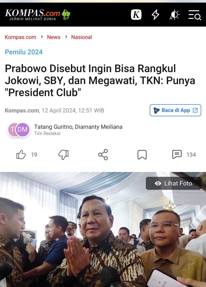 Ini ide bahaya. Jika para elit di negeri ini sudah berkumpul dan satu kata, maka siapa yang jadi musuhnya? Pasti rakyat. Rakyat sendiri akan di tempatkan sebagai musuh. Rakyat hanya akan menjadi alat mainan politik. nasional.kompas.com/read/2024/04/1…