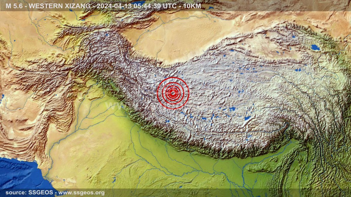 #earthquake M 5.6 - WESTERN XIZANG - 2024-04-13 05:44:39 UTC - 10KM Seismic activity continues above average in #China.