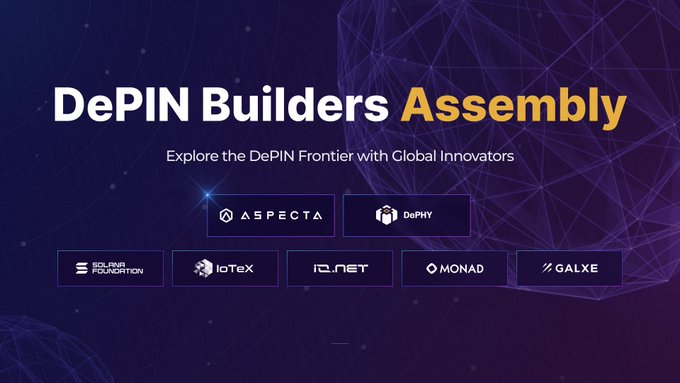 #DePinBuildersAssembly: a global initiative by #aspecta_id & #dephynetwork to unite #DePIN builders & enthusiasts

🔥 #Galxe: Join industry leaders, connect with innovative minds at DePIN #BuilderState & ignite innovation ➡️ app.galxe.com/quest/aspecta/…

#Crypto #Web3 #NFT #NFTs