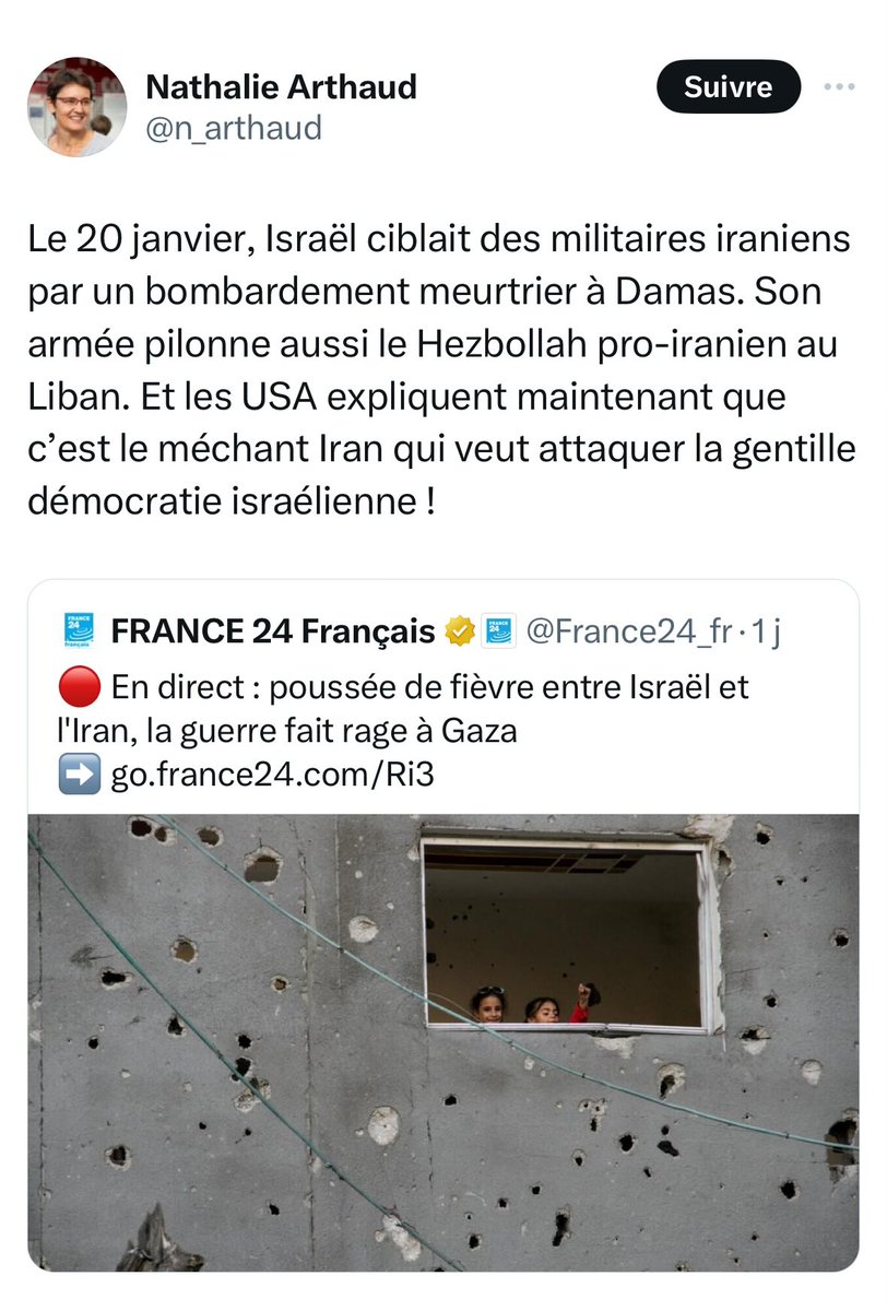 Quelqu'un se porte volontaire pour lui parler des bombardements quotidiens du nord d'#Israel par le Hezbollah depuis le Liban ? Où ça fait trop d'infos d'un coup ?