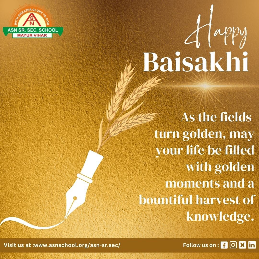 May the joyous vibes of Baisakhi inspire you to embrace life’s blessings and spread kindness wherever you go!

#baisakhi2024 #asnseniorsecondaryschool #asnschool #delhischool #cbseschool #springvibes
