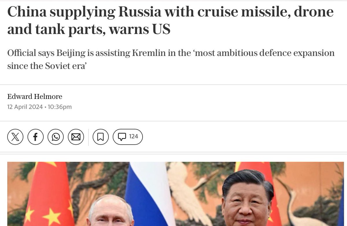 Chinese 🇨🇳 Dictatorship supplying Russian 🇷🇺 Dictatorship with cruise missile, drone and tank parts

Western finance and businesses, time to exit China or lose it all 

#CCPChina #China #HSBC #FTSE #WallStreet #Evergrande #Washington #London #HangSeng #HongKong #Manufacturing