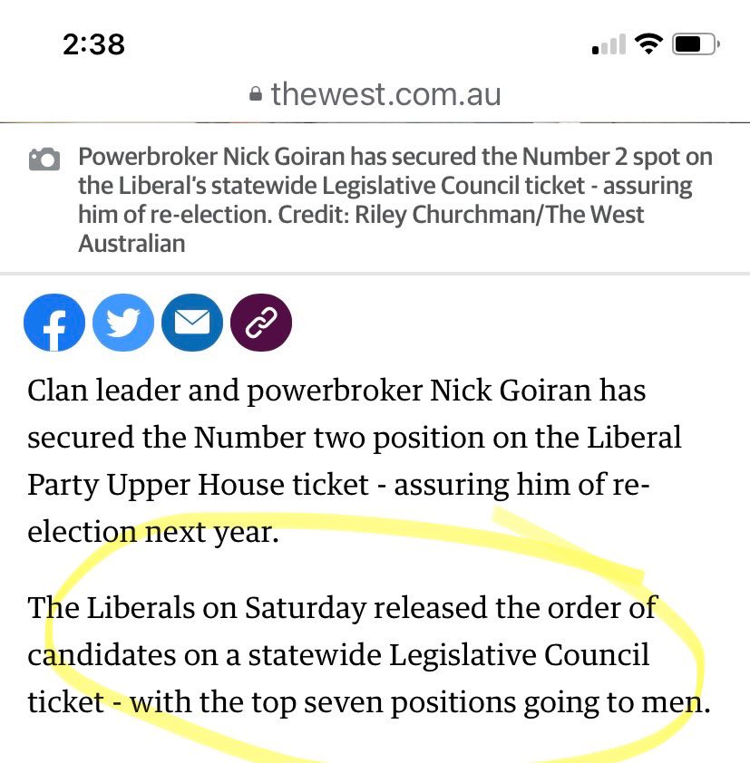 If you only pre-select men into safe seats you cannot achieve gender diversity in the parliament, it’s a pretty straightforward mathematical outcome. “Top 7 are all men” .. says it all about the Liberal Party really..