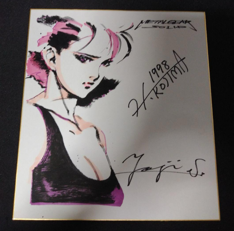 An original Yoji Shinkawa sketch of Meryl from Metal Gear Solid was listed and sold today on Mercari for ¥888,888 ($5800 USD). The art board was given away by Famitsu in 1998. The lot also included a Policenauts mousepad autographed by Kojima. The listing sold in under 3 hours.