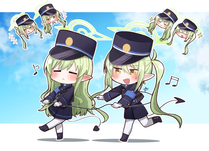 ハイランダーの双子ちゃんカワイイ～～!!#ヒカリ#ノゾミ#ブルアカ 