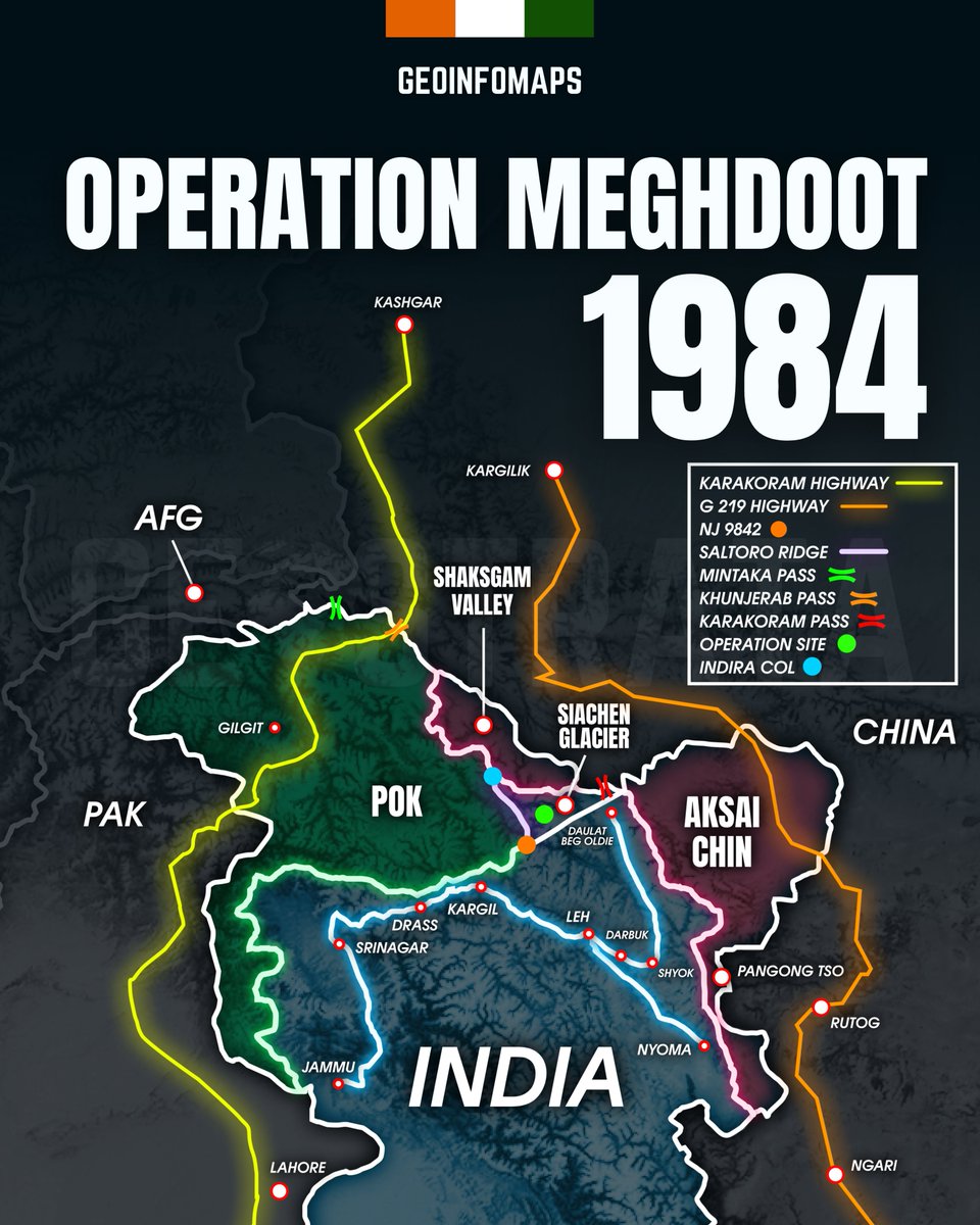 The #GeoInfomap is our tribute to the #IndianArmy's successful completion of #OperationMeghdoot 40 years ago. The @adgpi, whose valour is second to none, undertook a crucial military operation on the world's highest battlefield, #Siachen, in 1984 to gain control of the #glacier.