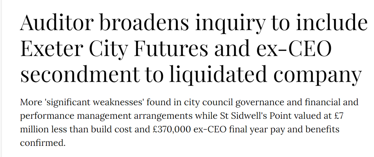 🥀Labour isn't working in #Exeter ⚠️Inconsistent governance, lack of oversight by councillors, a lack of objectives against which performance can be monitored ⚠️Former Council CEO paid around £370,000 in pay and benefits - one of the highest in the country