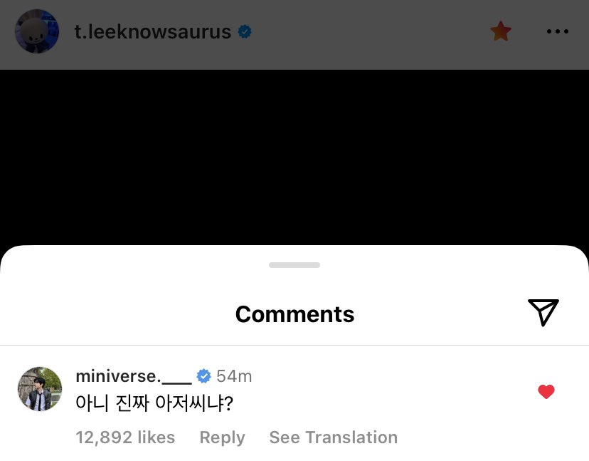 seungmin left a comment on leeknow's instagram post: 'no but you're really an ahjussi?'